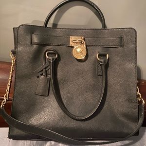 Michael Kora Faux Leather Satchel Black